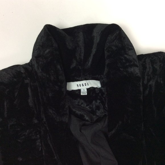 Crushed Velvet Blazer Ro & De Black Winter Whimsigoth Dark Academia Party Small - Picture 3 of 7
